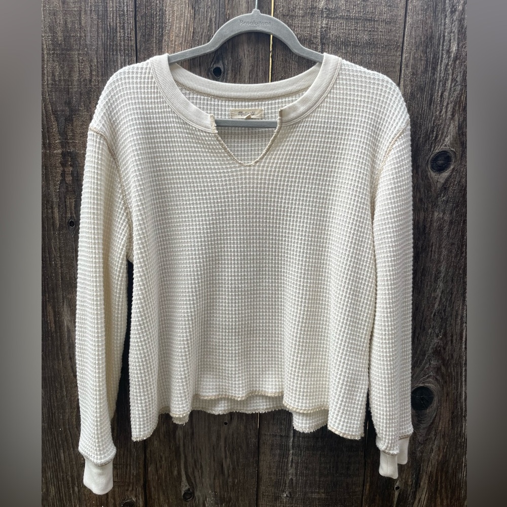 Madewell Cream Waffle Knit Sweater Size Small